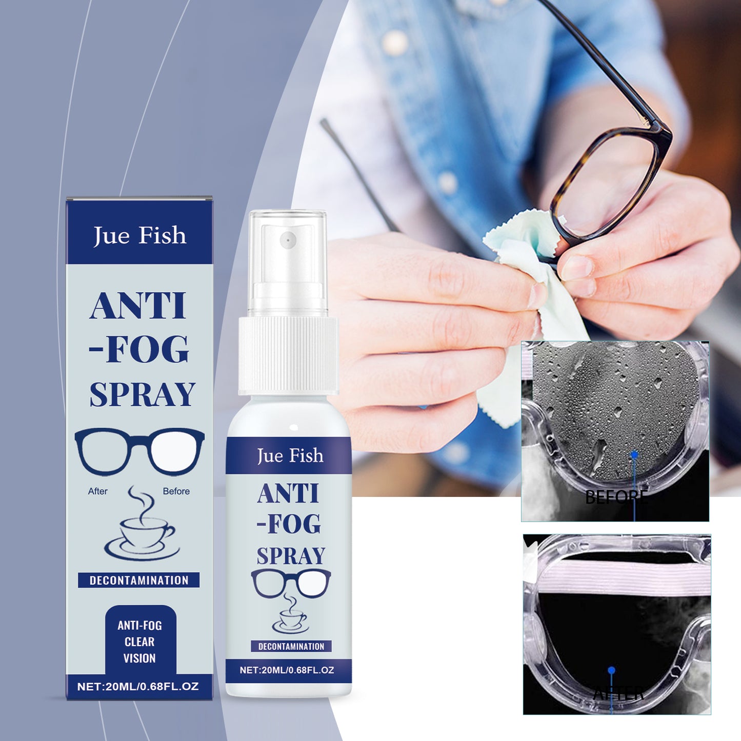 Anti-Fog Spray for Glasses - Waterproof Lens Cleaner