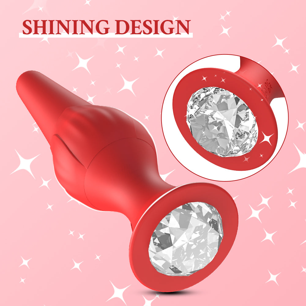 APP Controlled Vibrating Butt Plug - Red Anal Toy for Adults