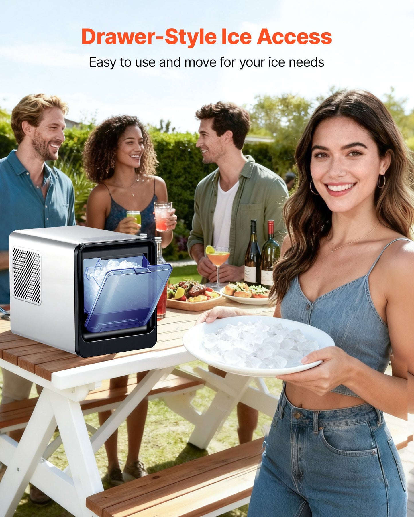 Portable Countertop Ice Maker - 33 Lbs Daily, Chewable Nugget Ice, Self-Cleaning, Black
