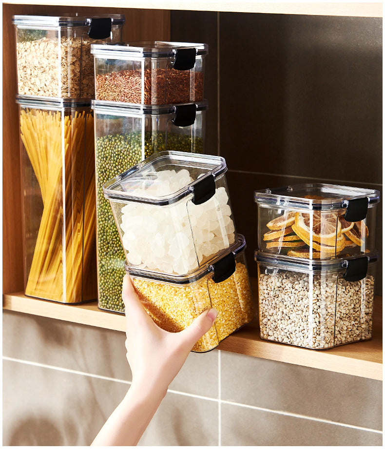 Food Grade Plastic Grain Storage Canisters with Sealed Lid - Stackable Food Containers