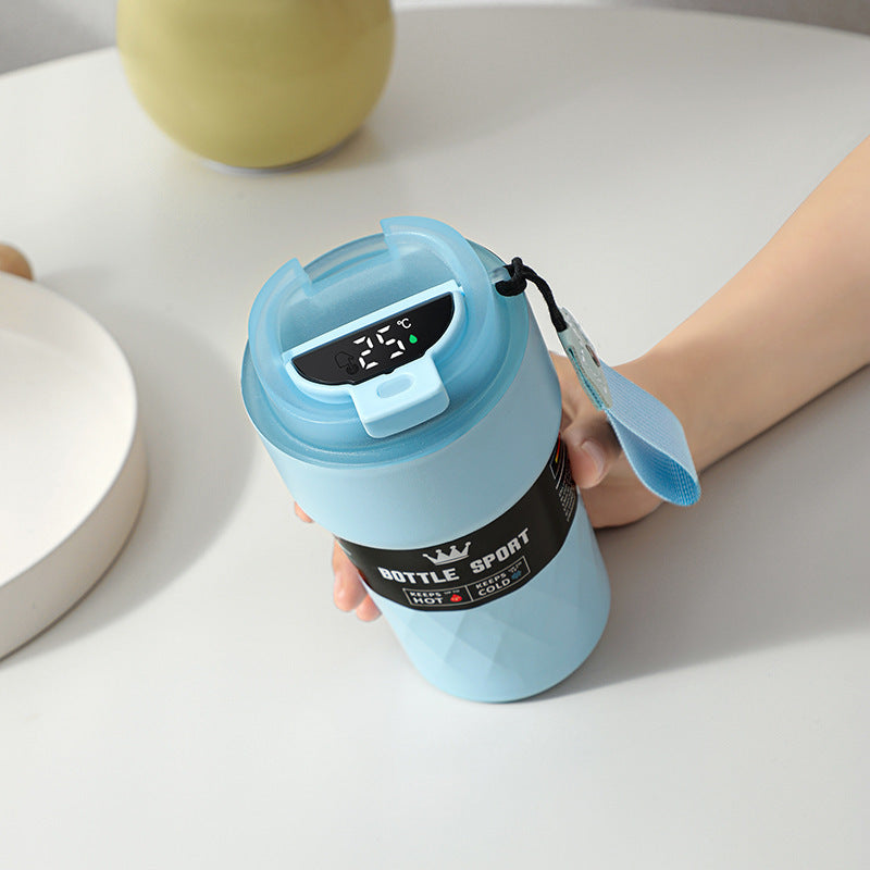 Temperature Measuring Stainless Steel Coffee Cup with Double Layer Vacuum Insulation