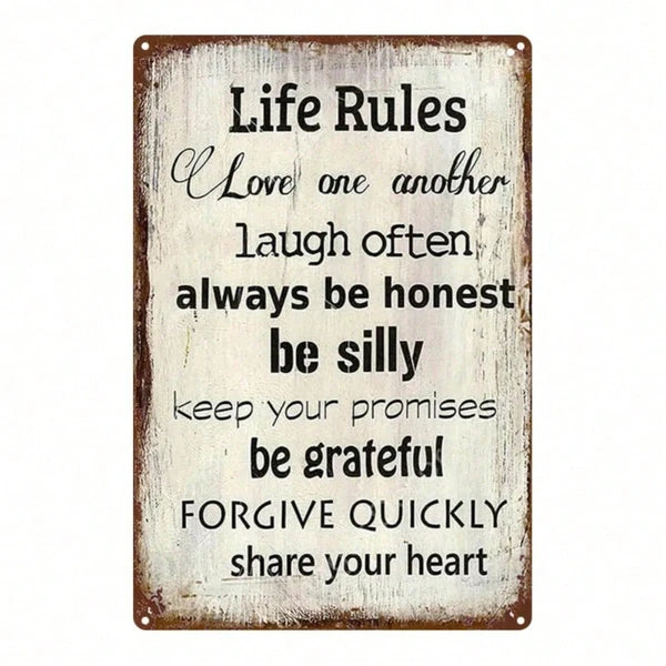Vintage Inspirational Metal Wall Sign - Love, Smile, Gratitude
