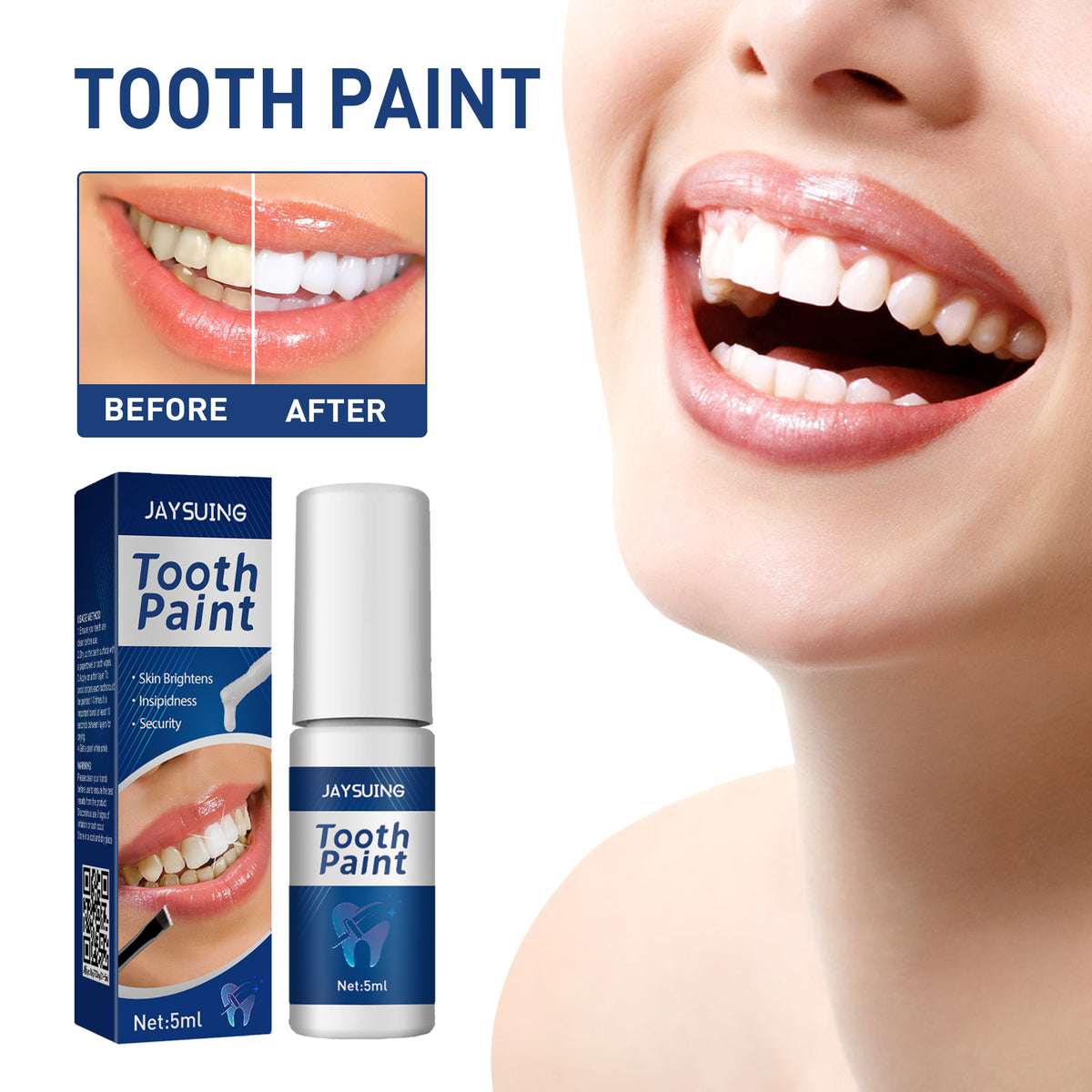 Teeth Bright White Paint Toothpaste 5ml  1box