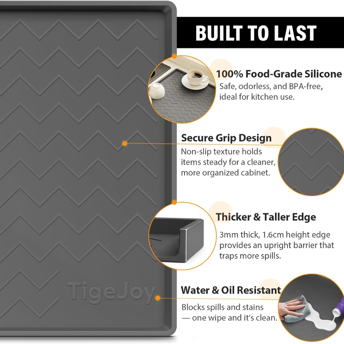 Under Sink Mats For Kitchen Waterproof, Leak-Proof Silicone Mat