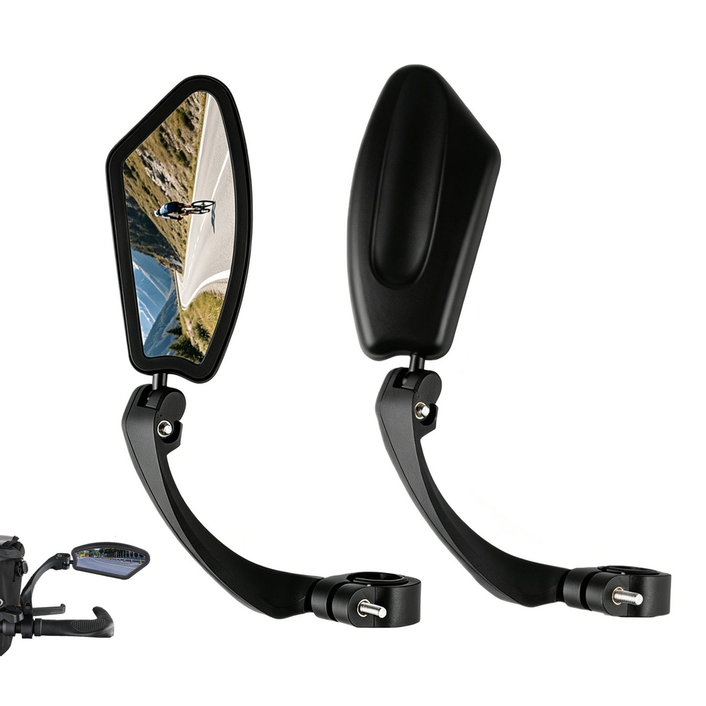 Bicycle Rearview Mirror - HD Convex Lens, 360° Rotatable, 2-Pack