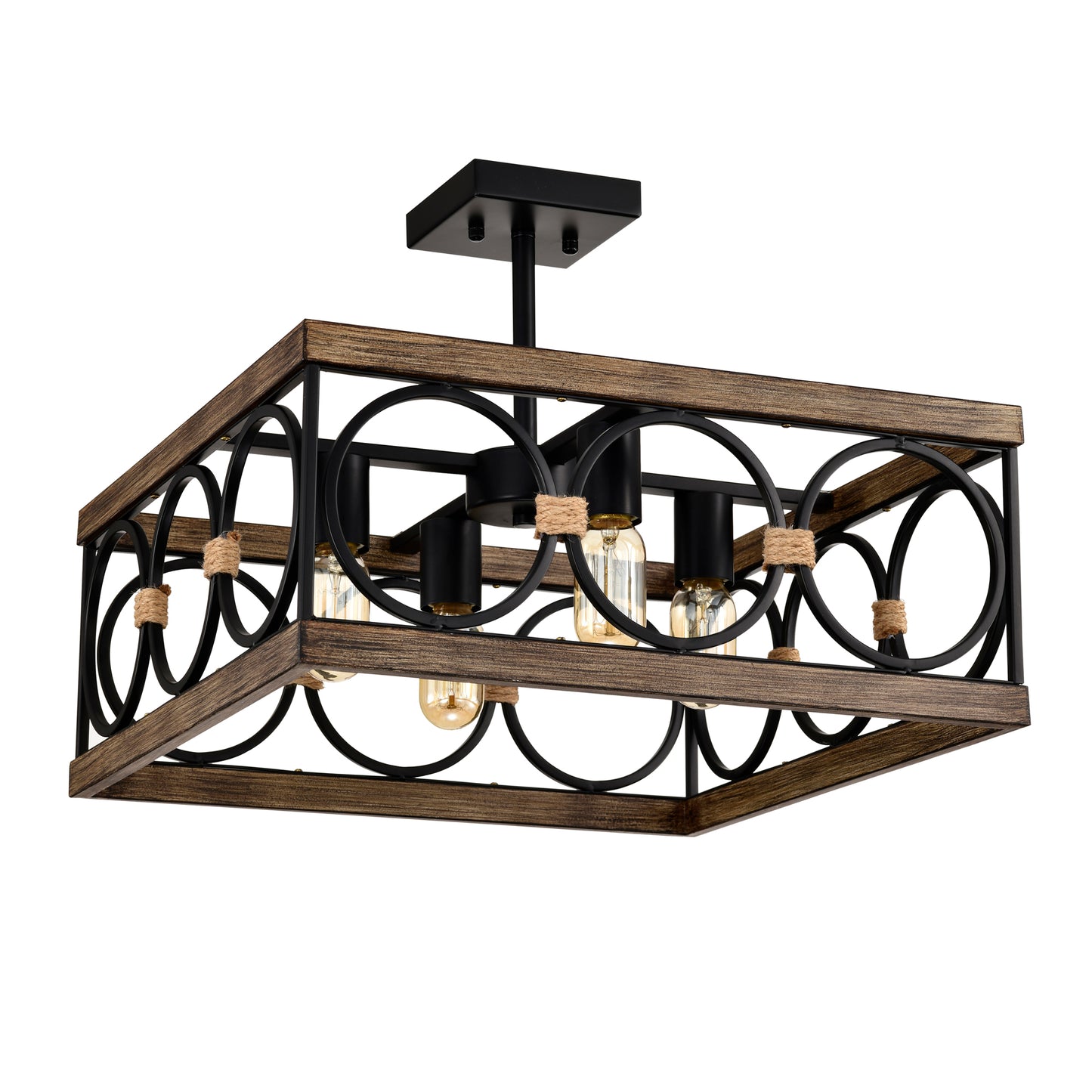 4-Light Matte Black Kitchen Island Ceiling Light Fixture
