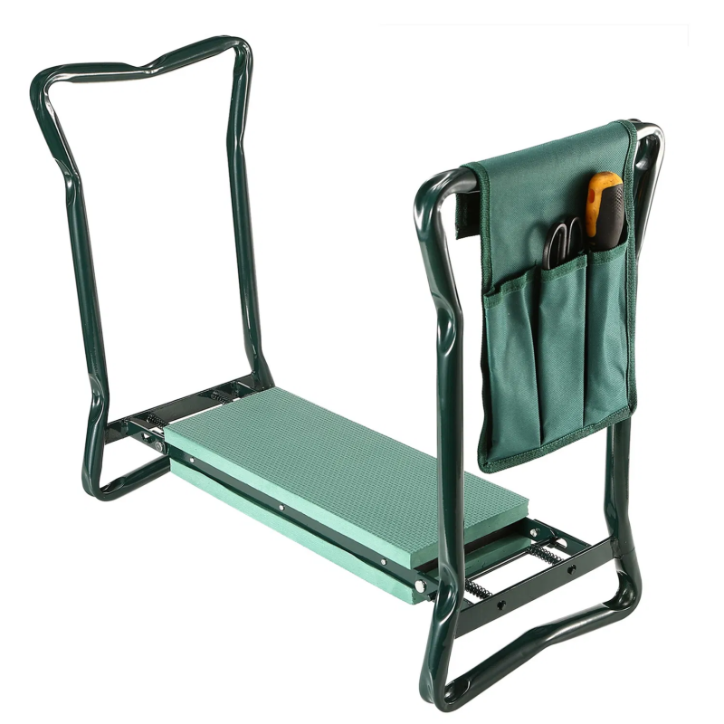Foldable Garden Kneeler Seat with Cushions & Tool Pouch - Portable Gardening Tool