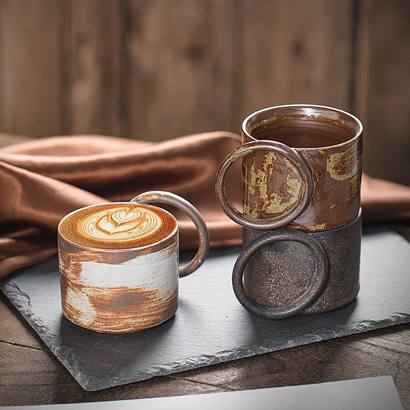 Vintage Ceramic Coffee Cup Set - Stackable Drinkware for Kitchen, 235ml
