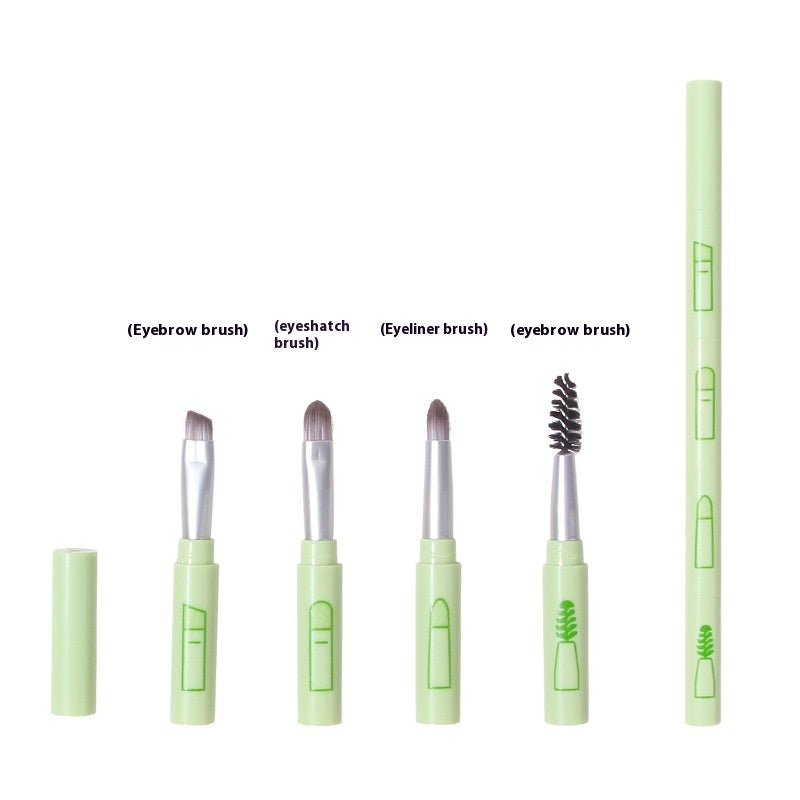 Multifunctional Aluminum Makeup Brush Set - 4-in-1 Eye Shadow & Face Tools