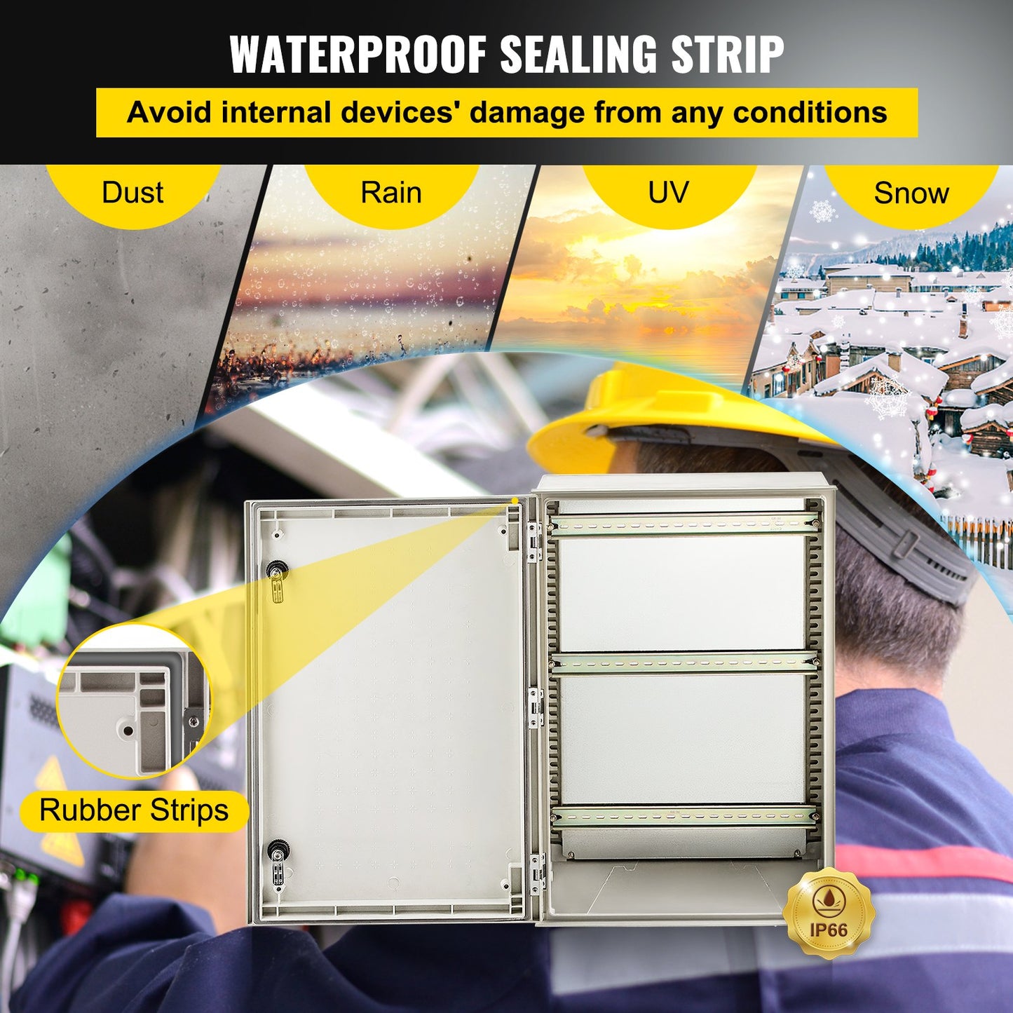 NEMA Steel Enclosure 24x16x9 Inch Waterproof Electrical Junction Box IP66 Outdoor Indoor
