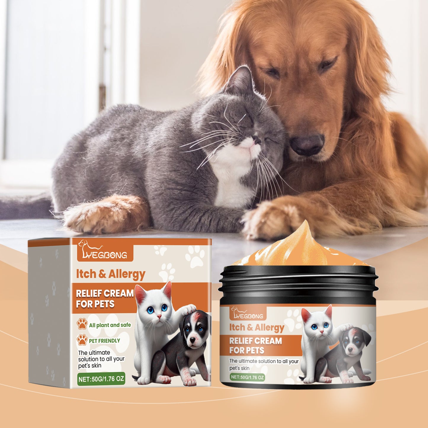 Pet Itch & Allergy Relief Cream for Dogs & Cats - Natural Herbal Skin Soothing 50g