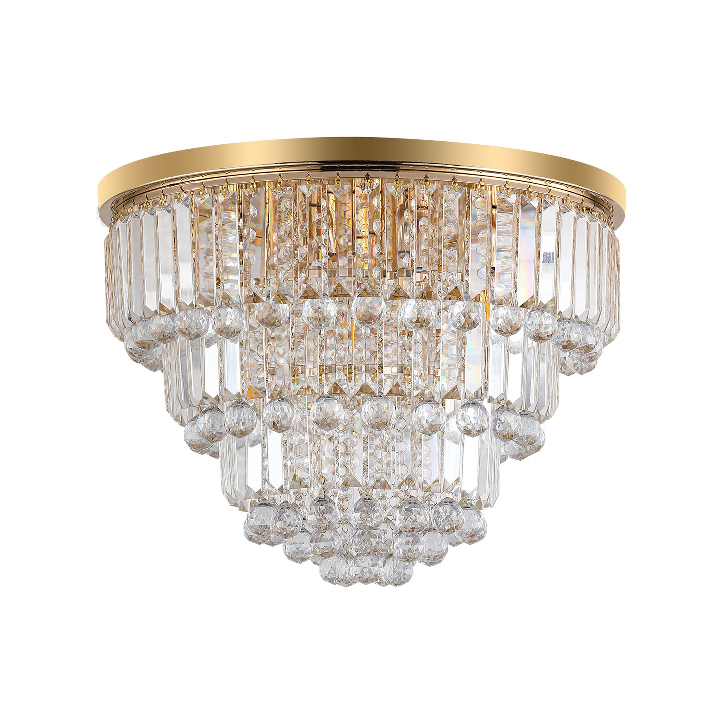Gold Crystal Chandelier - Modern Ceiling Light Fixture 19.7"