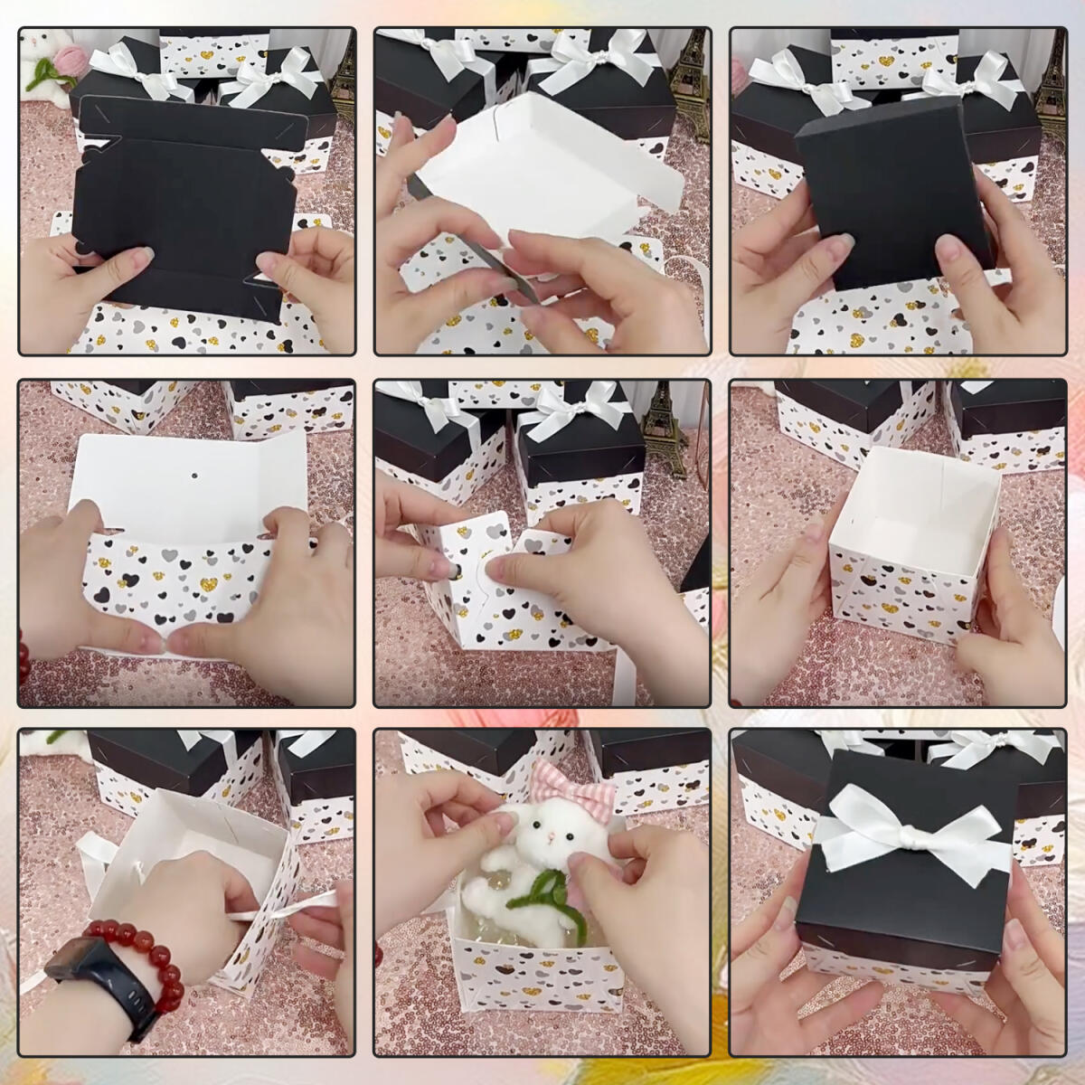 10 Pack Black and White Gift Boxes - Perfect for Events