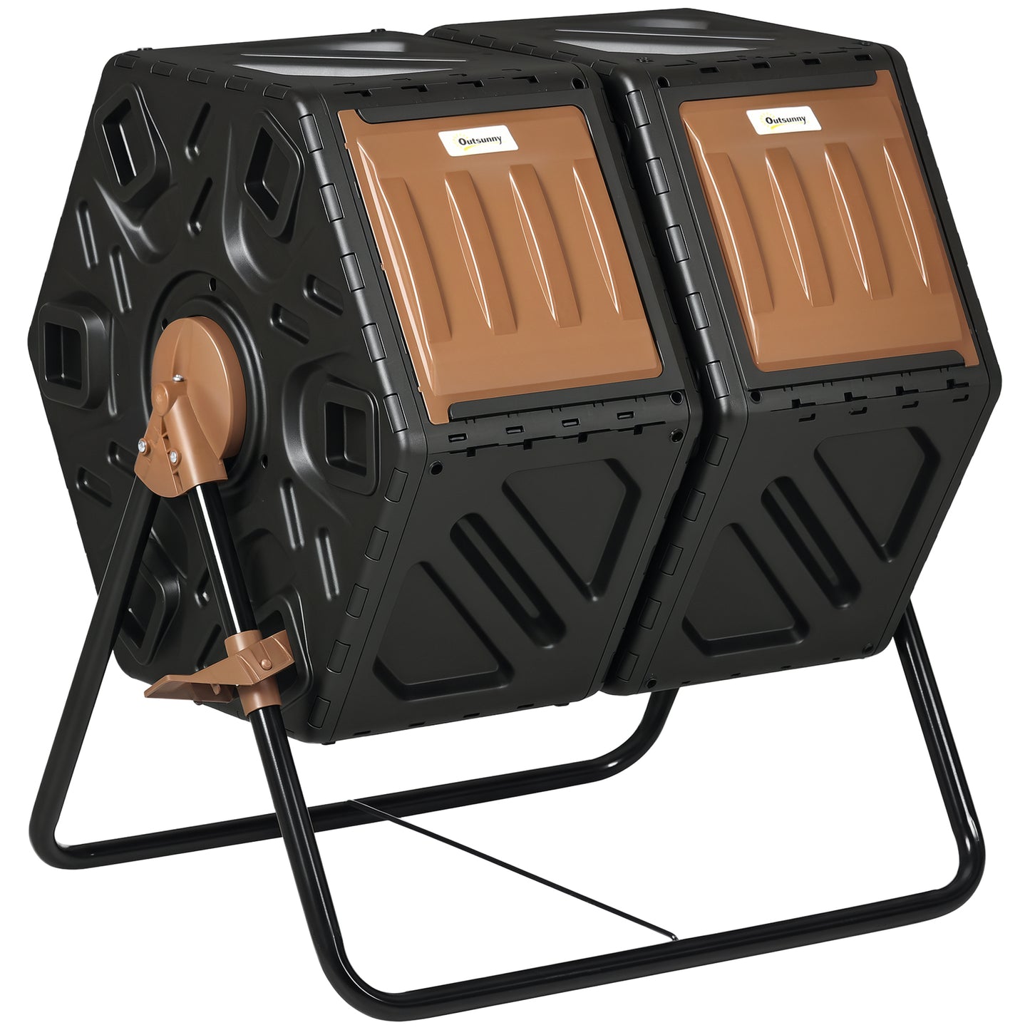 Dual Chamber Outdoor Compost Tumbler Bin 34.5 Gallon with Ventilation and Steel Legs