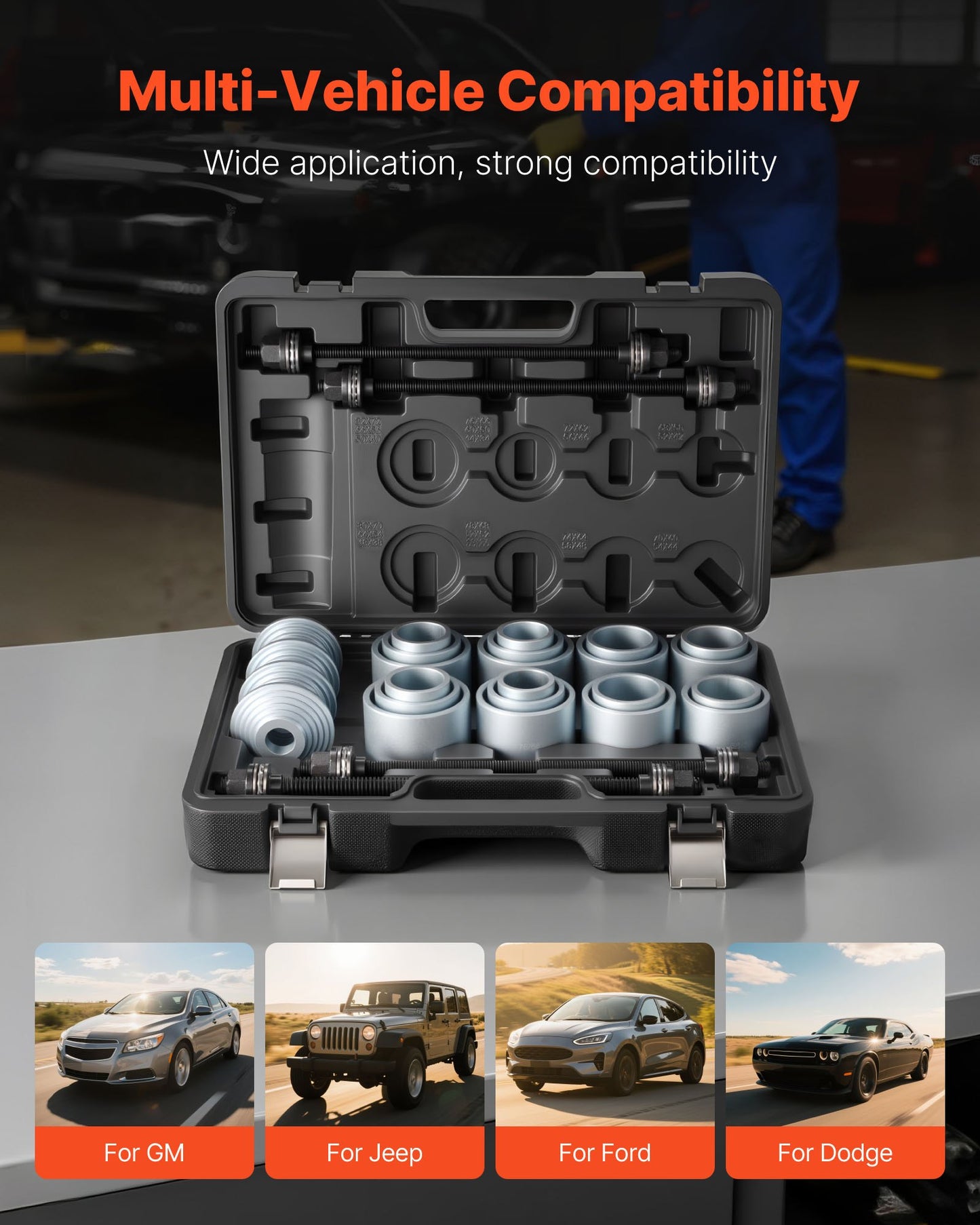 Pull and Press Sleeve Kit - 28 PCS Steel Bush Removal & Installation Tools
