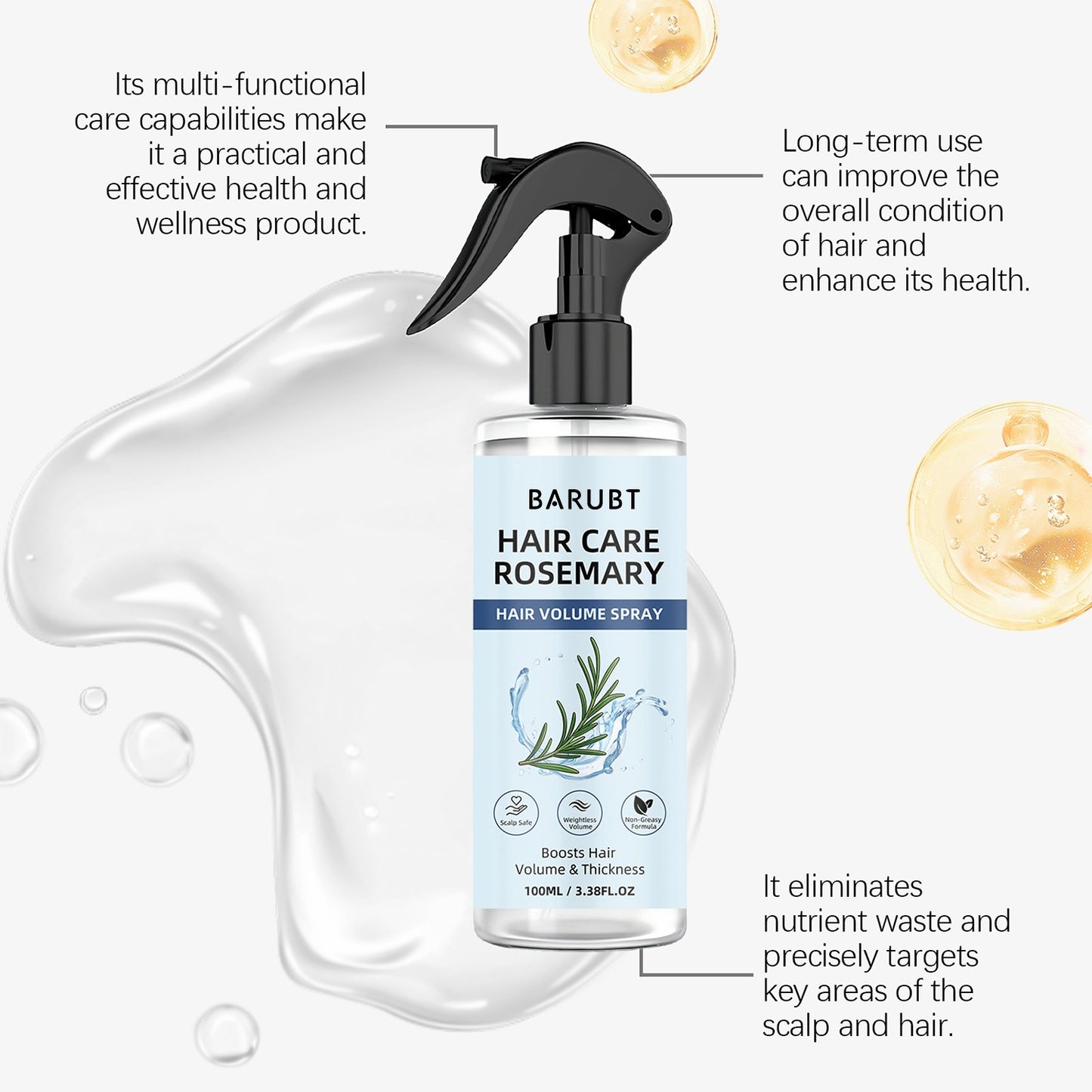 Rosemary Hair Spray 100ml - Fluffy Hair Care & Styling Product