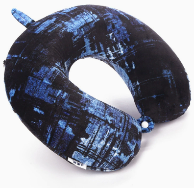 Printed Travel Neck Pillow with Micro Beads and Carry Loop - Support & Comfort