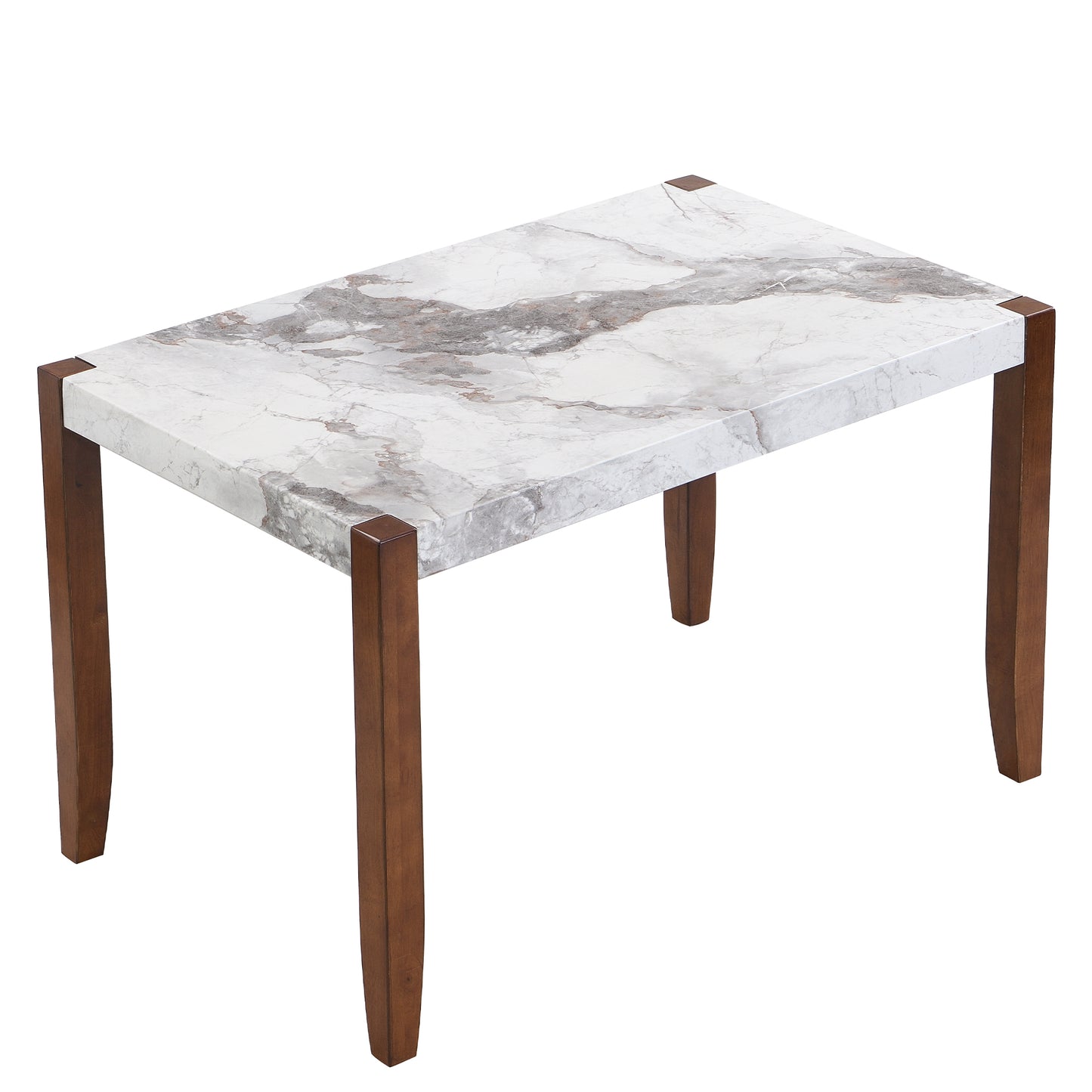 46.5 Modern Dining Table, Rectangular Faux Marble Style Table With