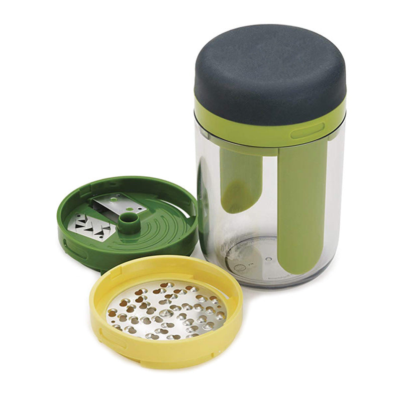 Handheld Rotary Vegetable Cutter 3-in-1 Kitchen Tool - Green