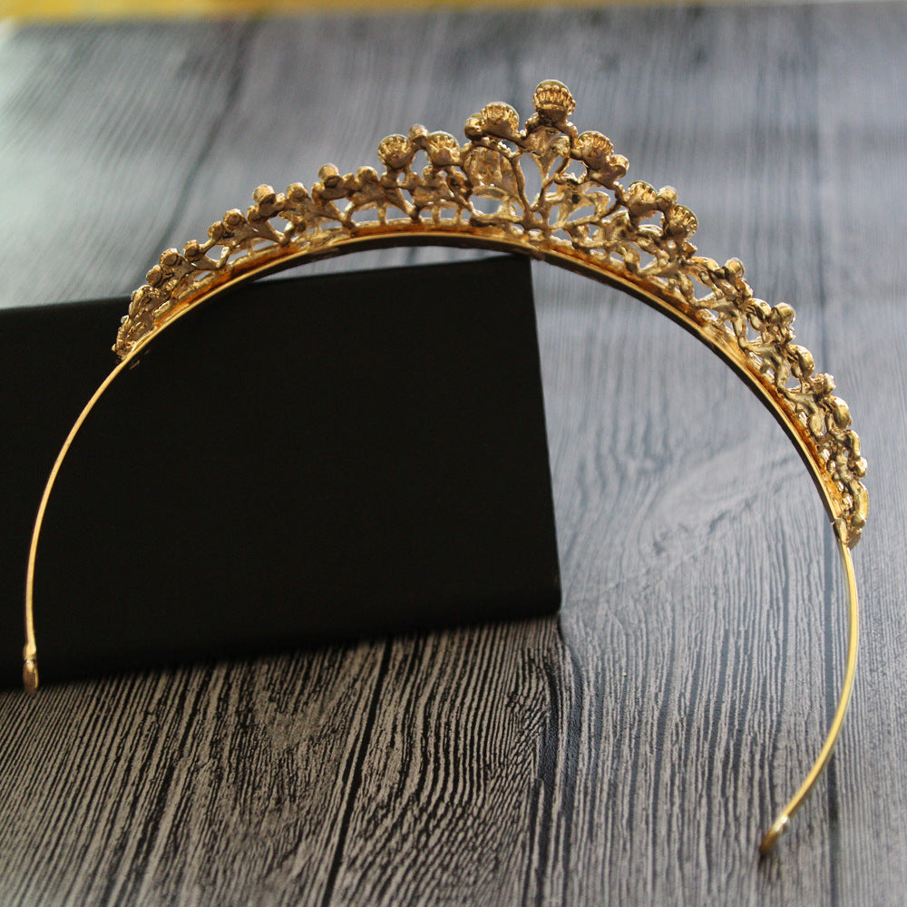 Gold Plated White Diamond Crown Headpiece