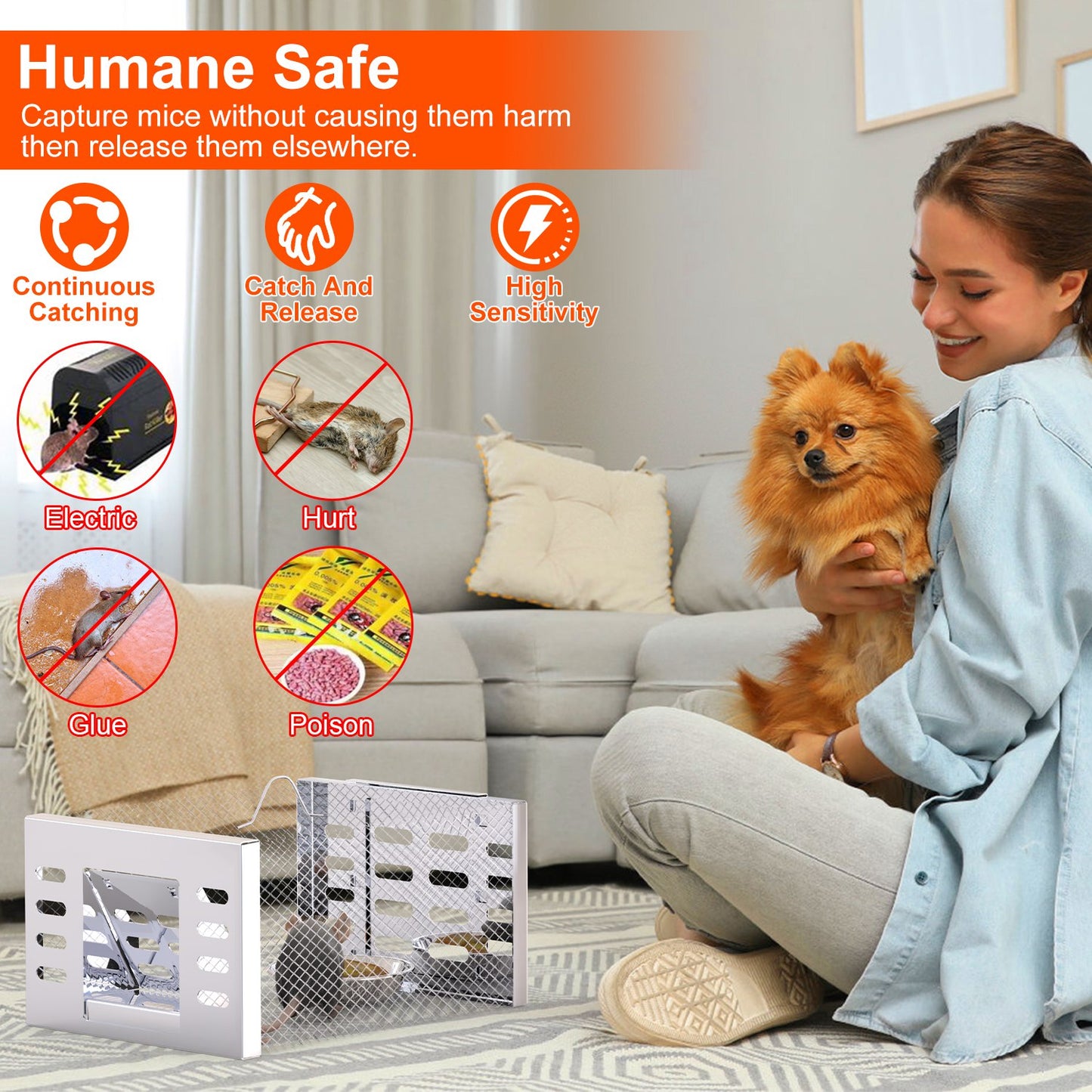 Humane Rat Trap - 2 Pack Automatic Live Mouse Cage Traps