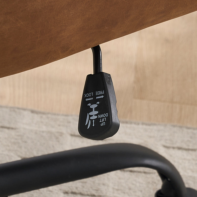 Adjustable Height Office Chair - PU Leather, Brown