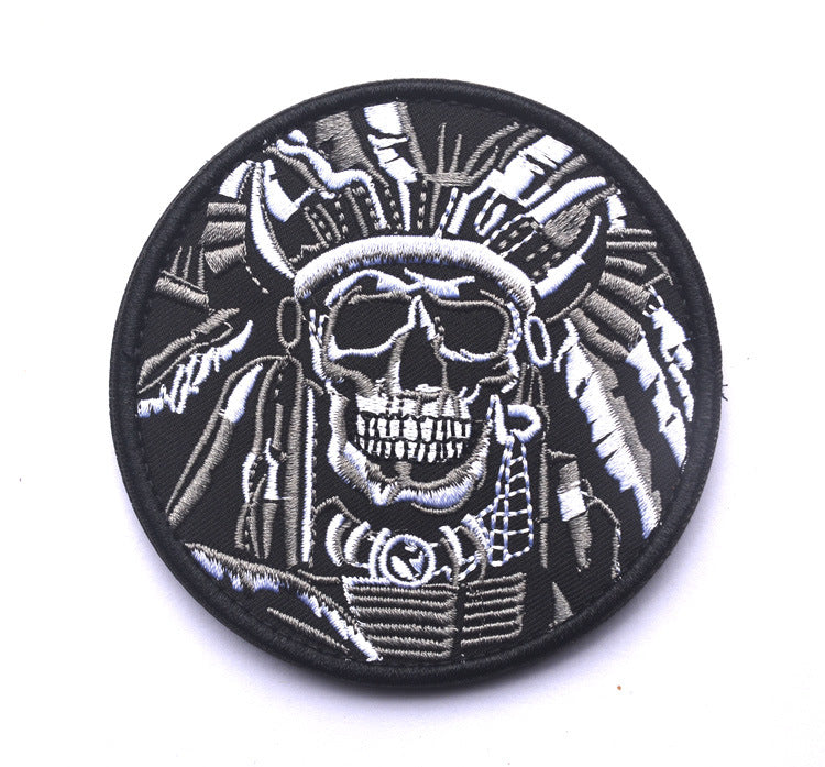 Minimalist Embroidered Skull Velcro Badge for Clothing and Accessories