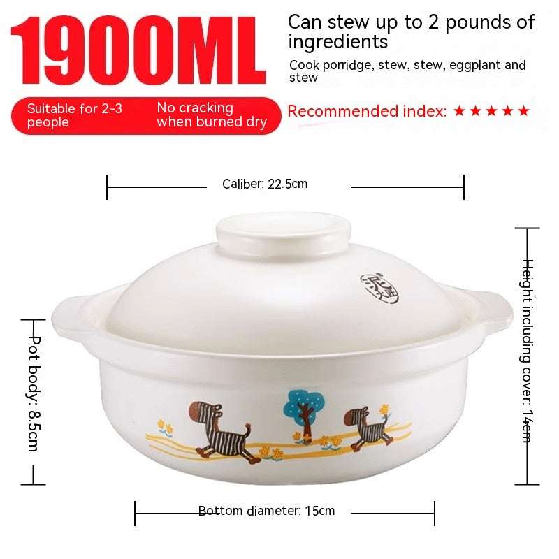 High-Temperature Ceramic Casserole Stew Pot with Cover - Kitchen & Home Storage