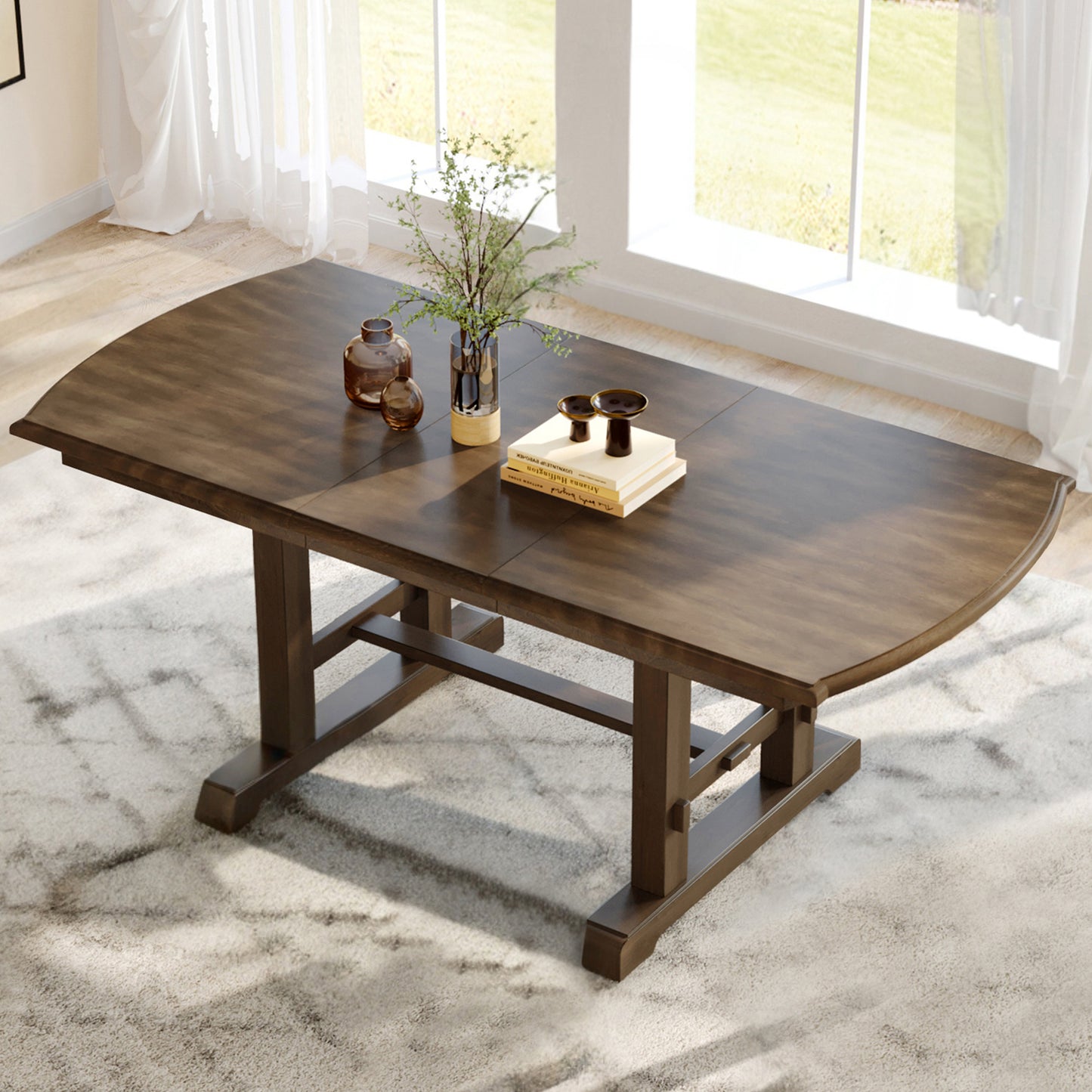 59 -77 Extendable Dining Table, Farmhouse Wooden Kitchen Table With