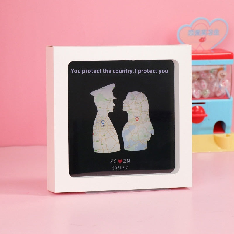 Personalized Love Map Night Light - Long-Distance Couples Gift