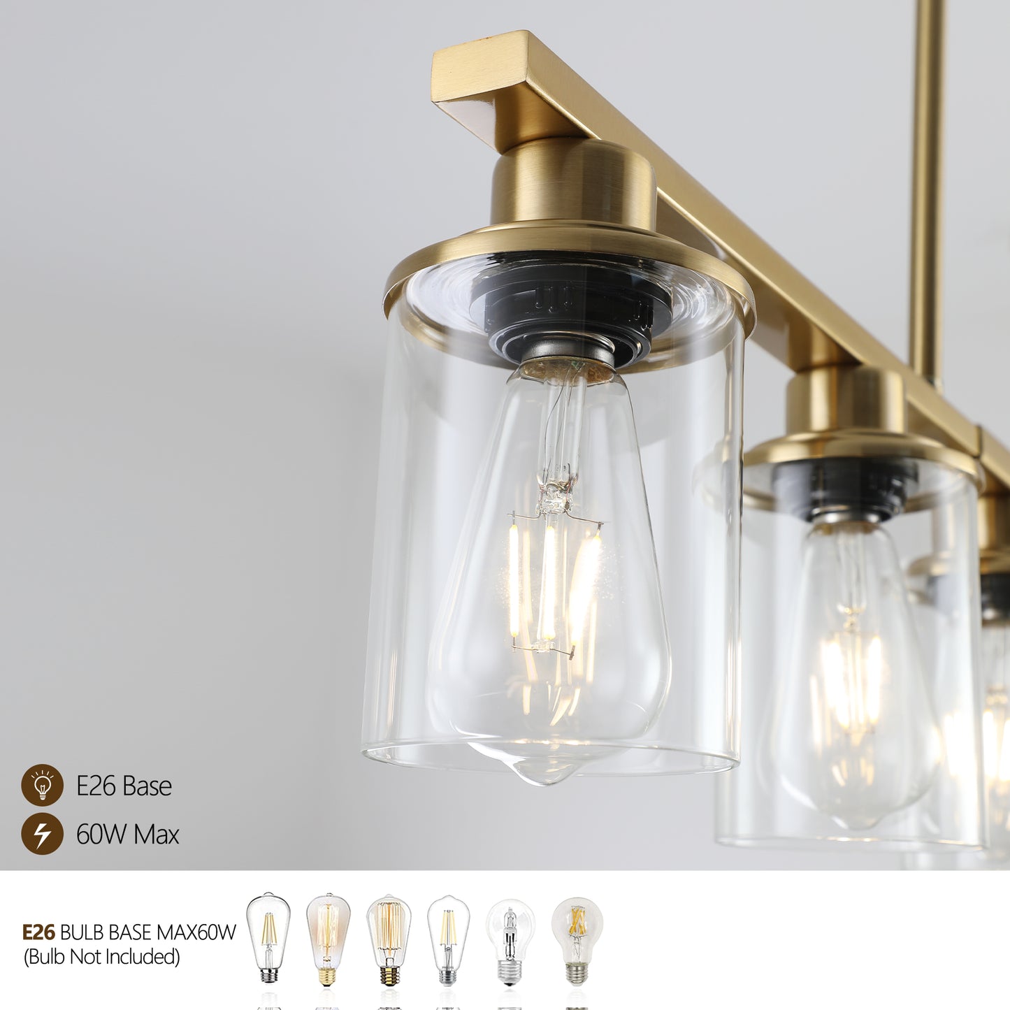 Modern Industrial 5-Light Chandelier - Golden Metal Frame