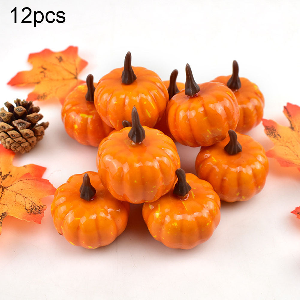 12-Pack Artificial Pumpkins for Thanksgiving Decor - 5.2cm