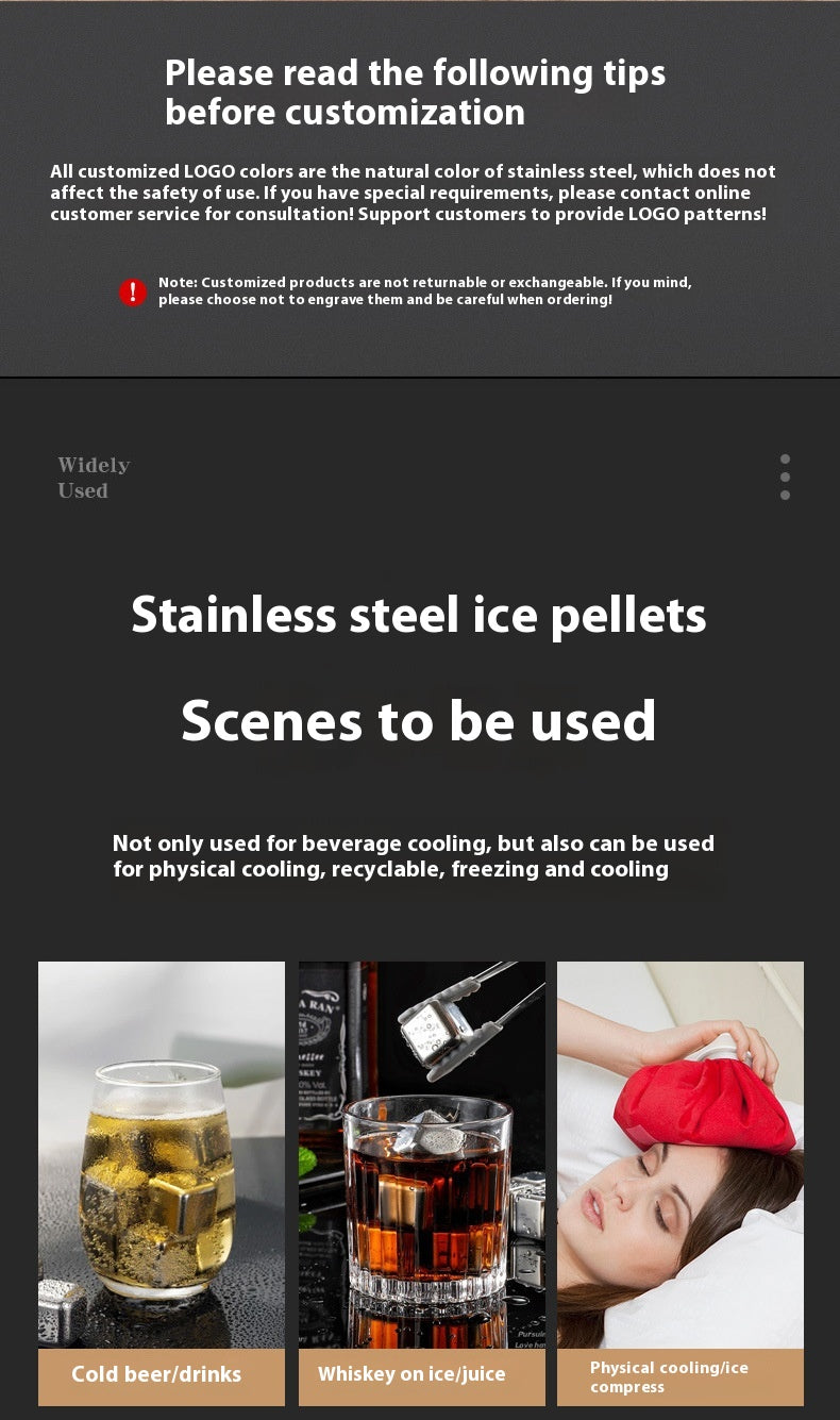 Stainless Steel Wooden Ice Cube Box Set with Cups and Accessories