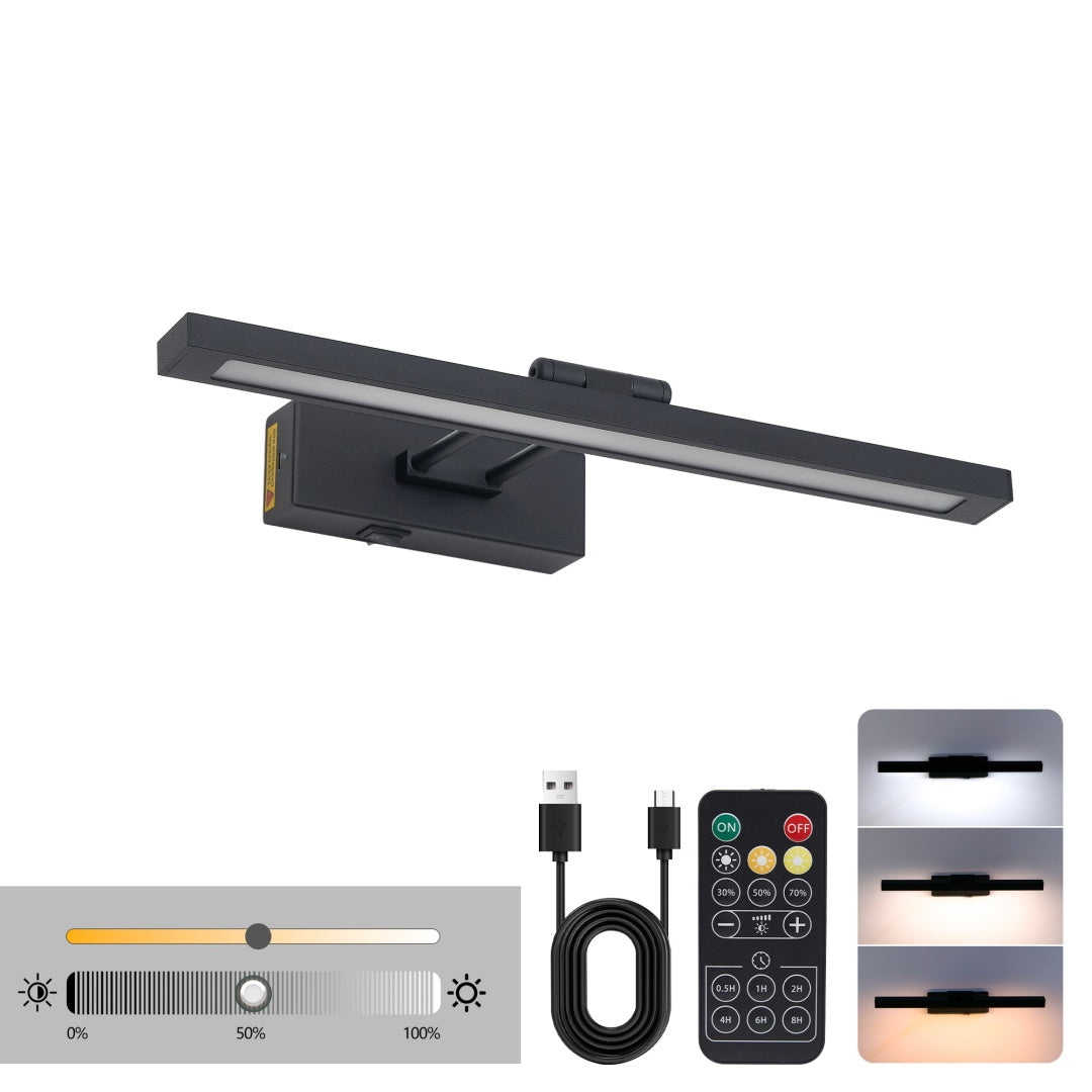 Battery Operated Picture Light with Remote - 16in Adjustable Art Light