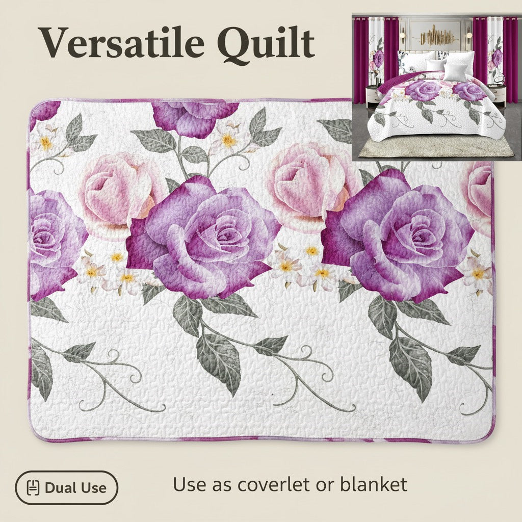 9-Piece Room In A Bag Quilt & Curtain Set - Deep Magenta Floral