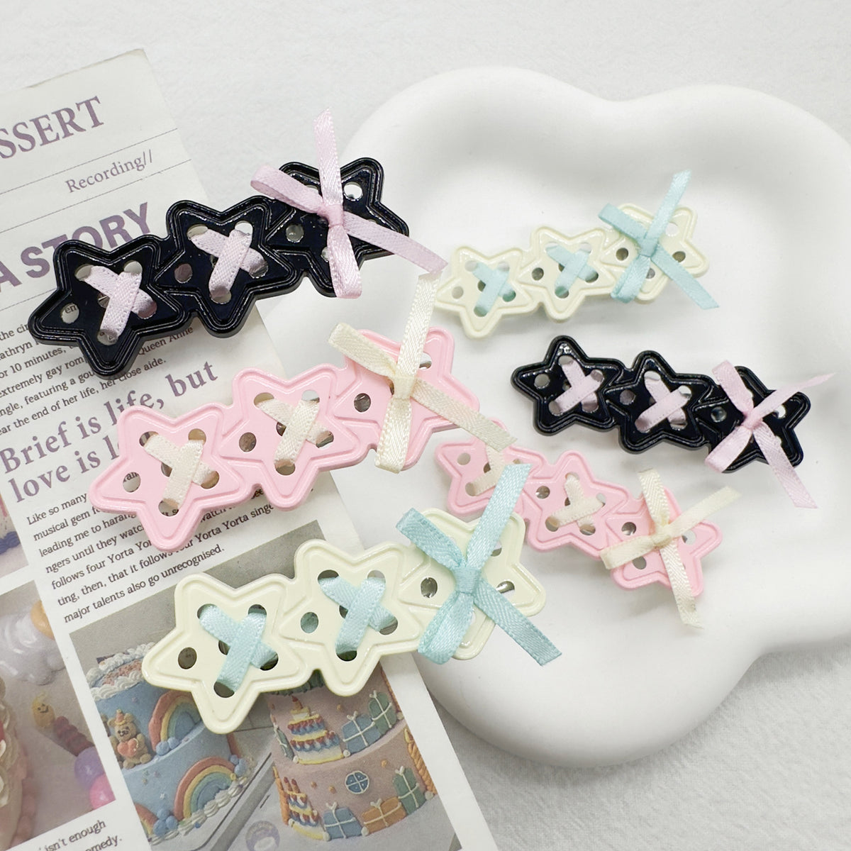 Star Hairpin Clip-In Hair Accessory for Girls - Ribbon & Duckbill Styles