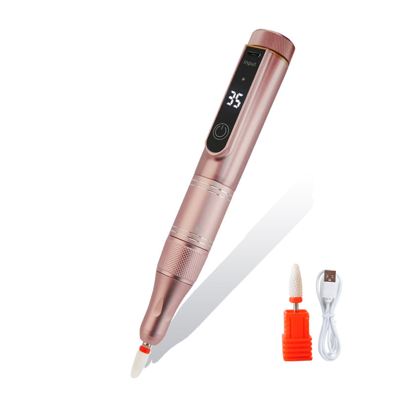 Electric Nail Sander Polisher - USB Rechargeable Dead Skin Remover, Pink
