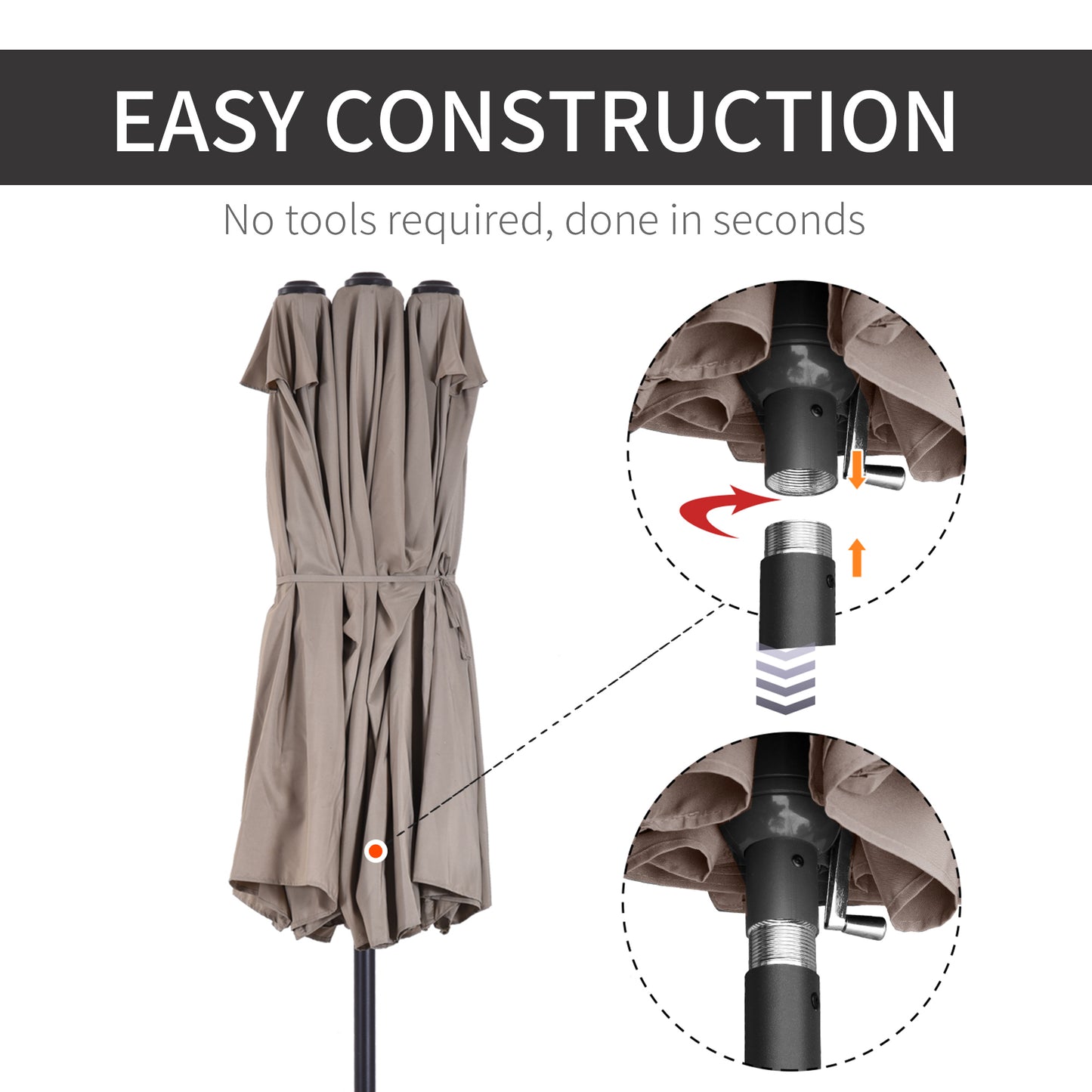 15ft Double-Sided Patio Umbrella with Crank Handle - Tan