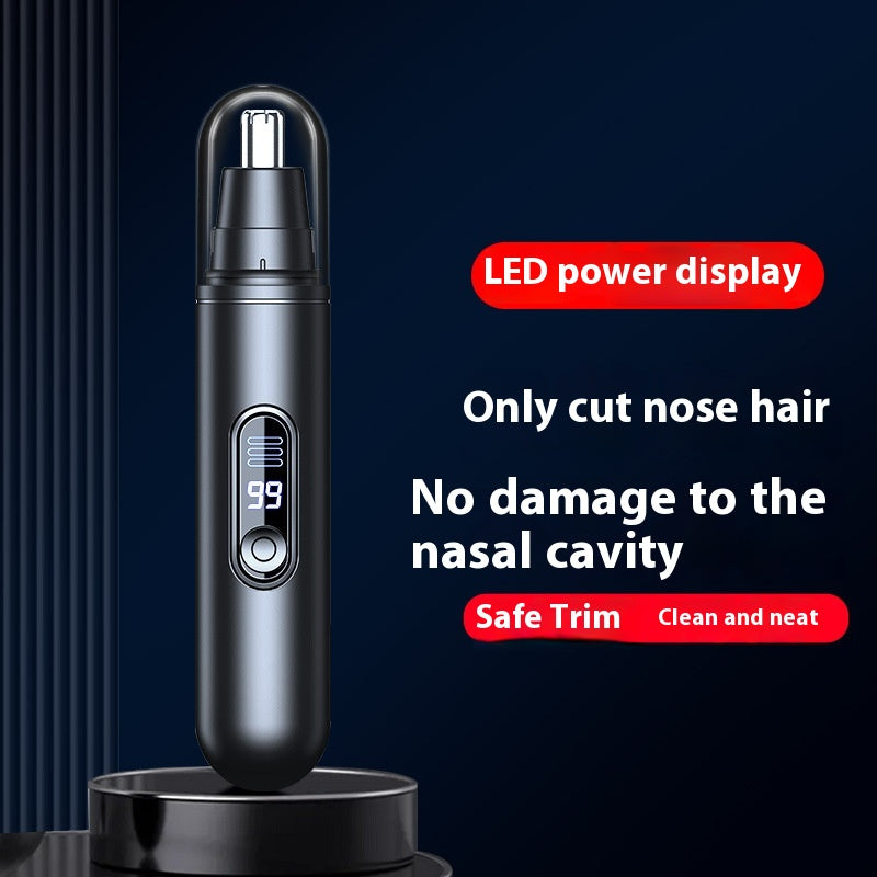 Men's Electric Nose Hair Trimmer with LED Digital Display - Rechargeable