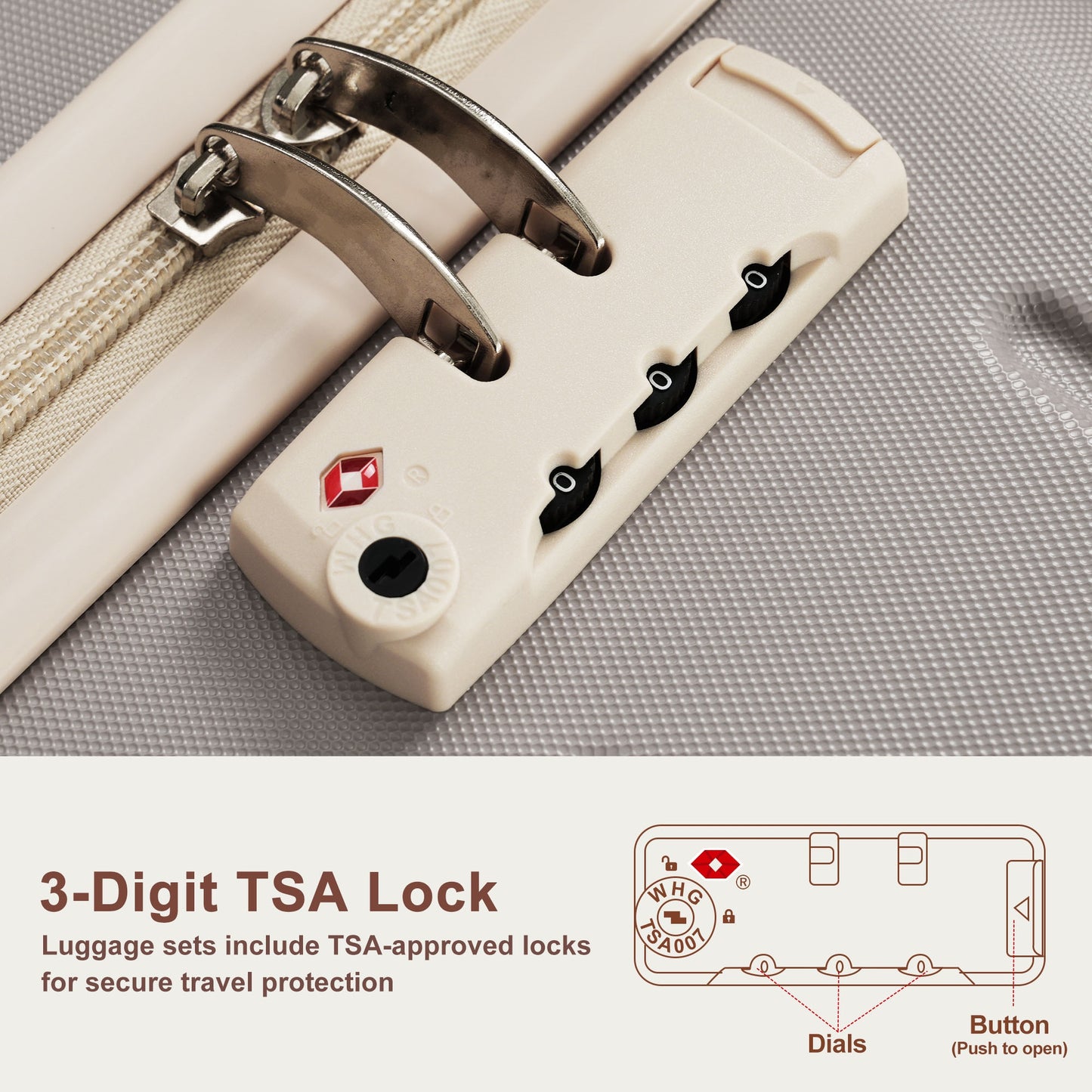 6-Piece Hardside Luggage Set with TSA Lock - Brown