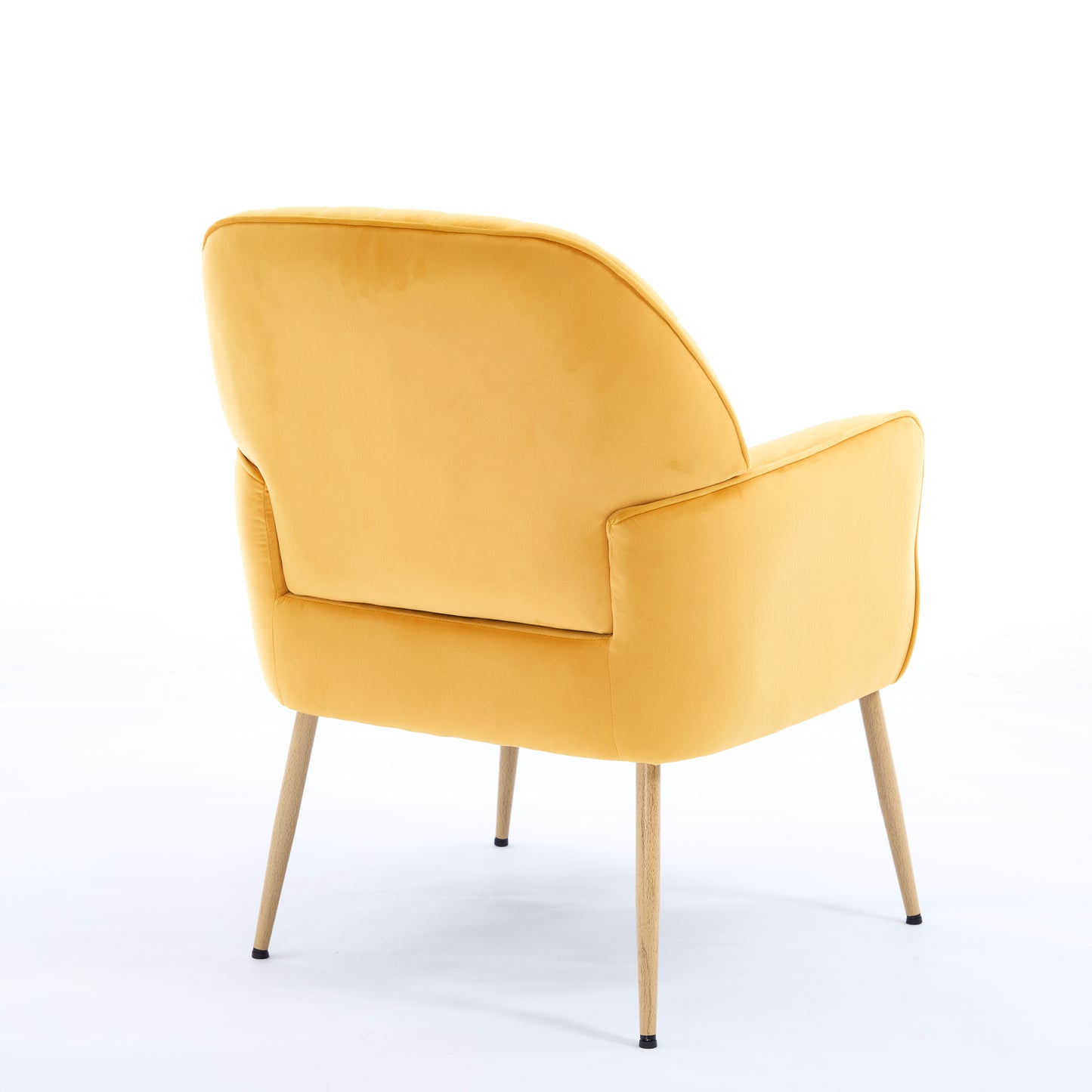 Yellow Velvet Accent Chair - Modern Upholstered Barrel Armchair