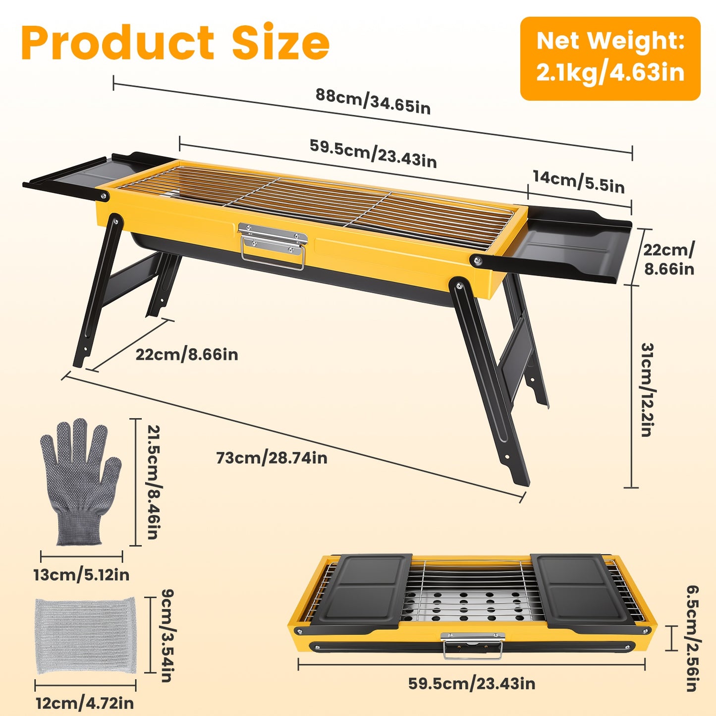 Portable Folding Charcoal Grill - Compact Stainless Steel BBQ