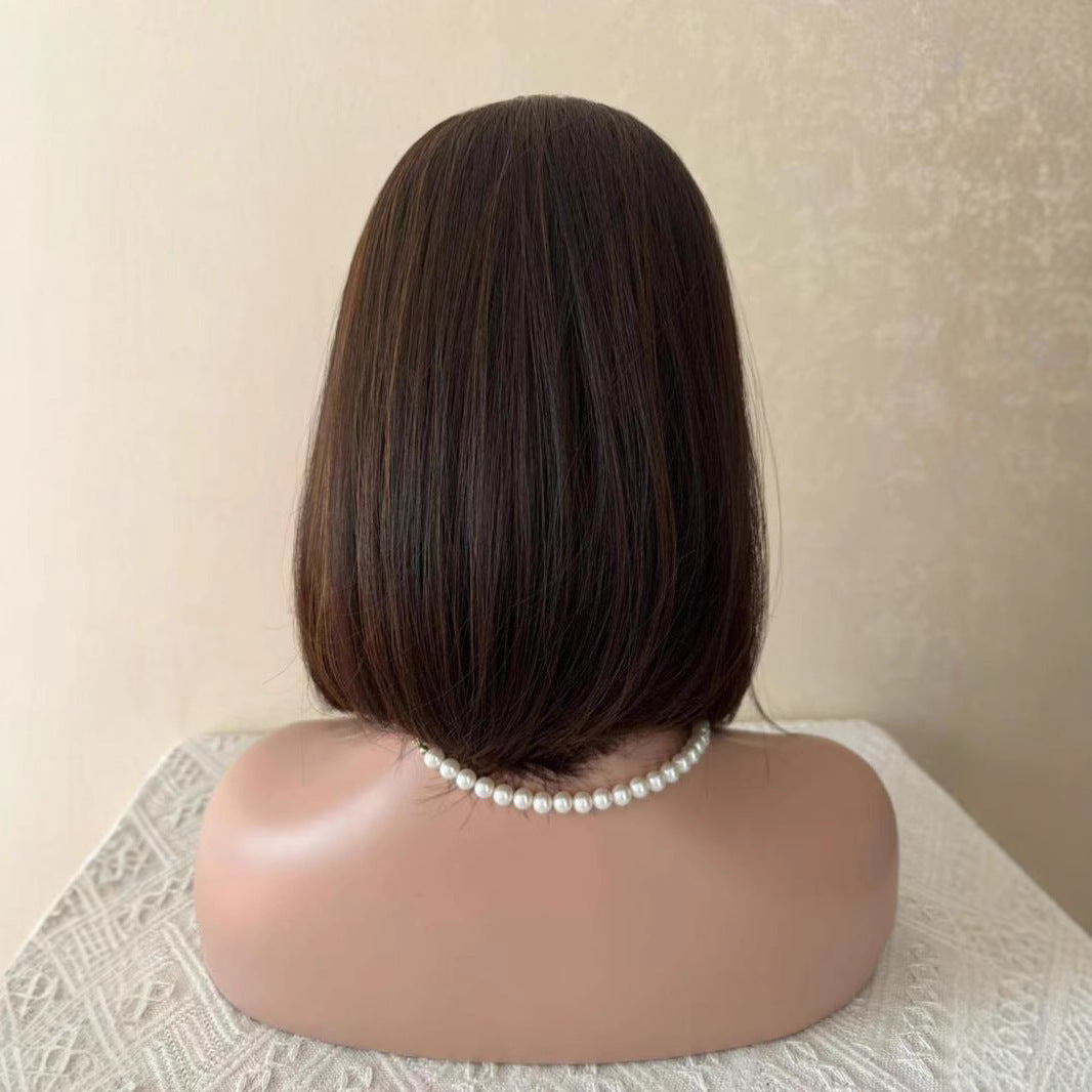 Brown Lace Wigs for Women - Gradient Middle Part Synthetic Hair Style DM791430