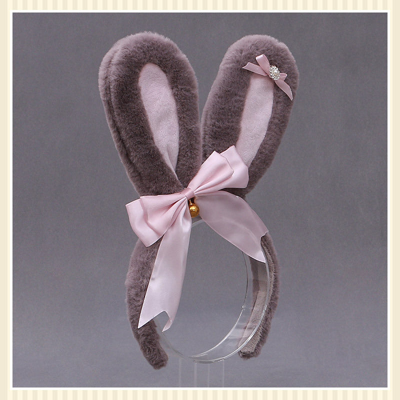 Animal Ears Headband with Bowknot Plush Rabbit Design for Cosplay & Fashion