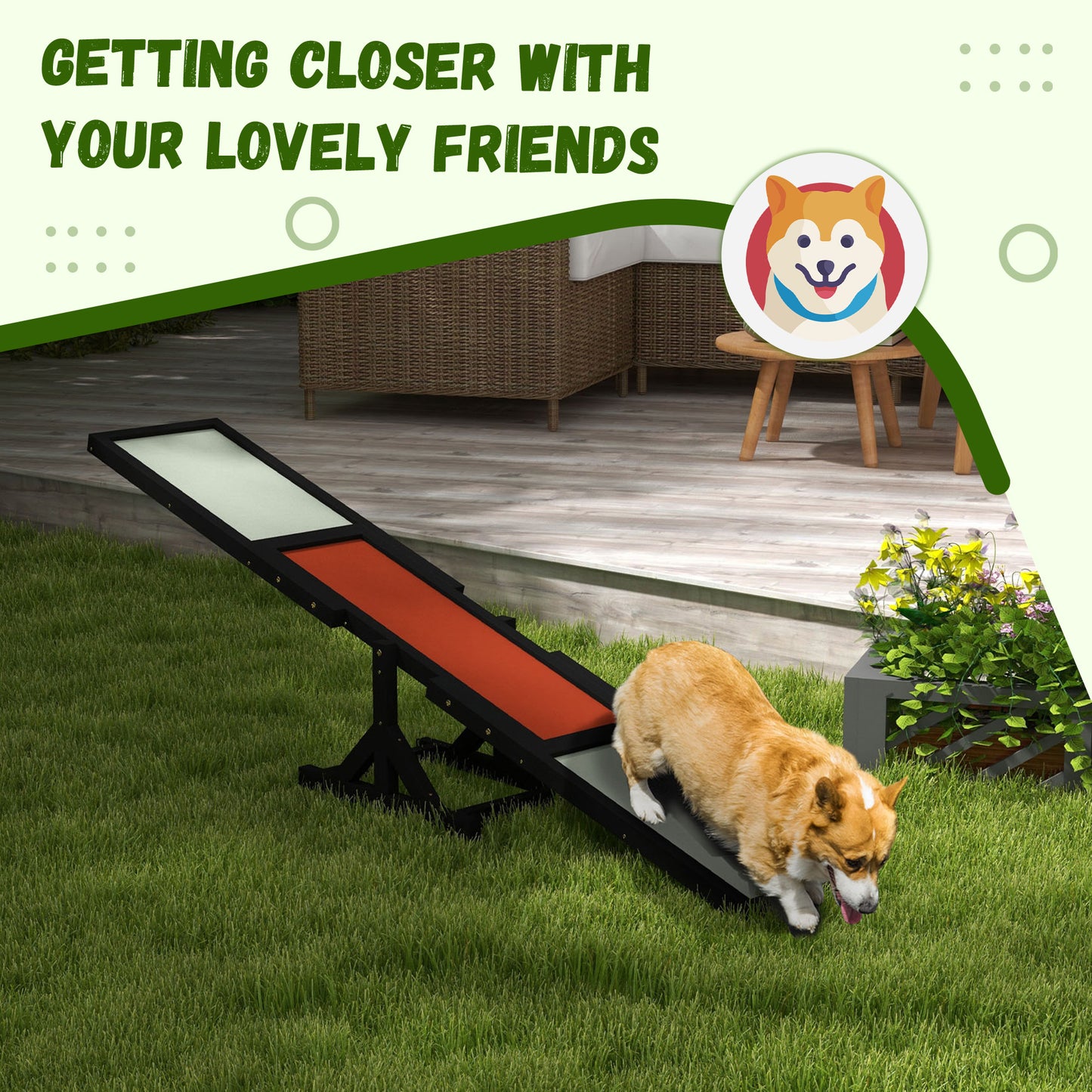 Dog Agility Seesaw for Training & Exercise - Wooden Balance Toy, Black