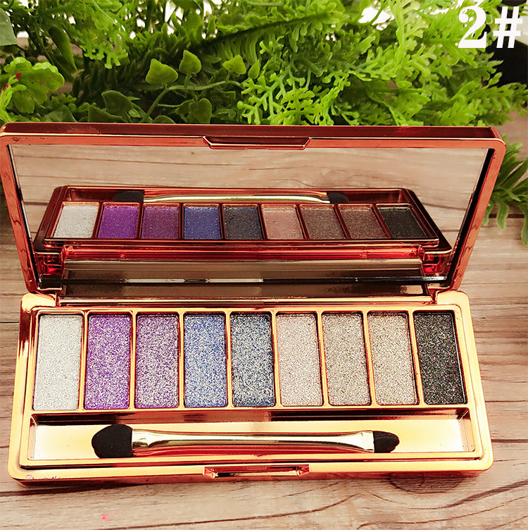 9-Color Eyeshadow Palette with Pearlescent Earth Tones – Gold & Natural Shades