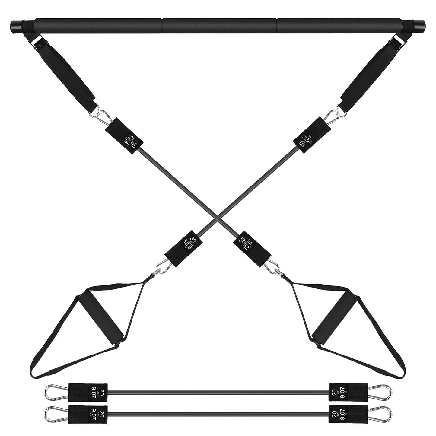 Multifunctional Pilates Bar Kit with Elastic Resistance Bands