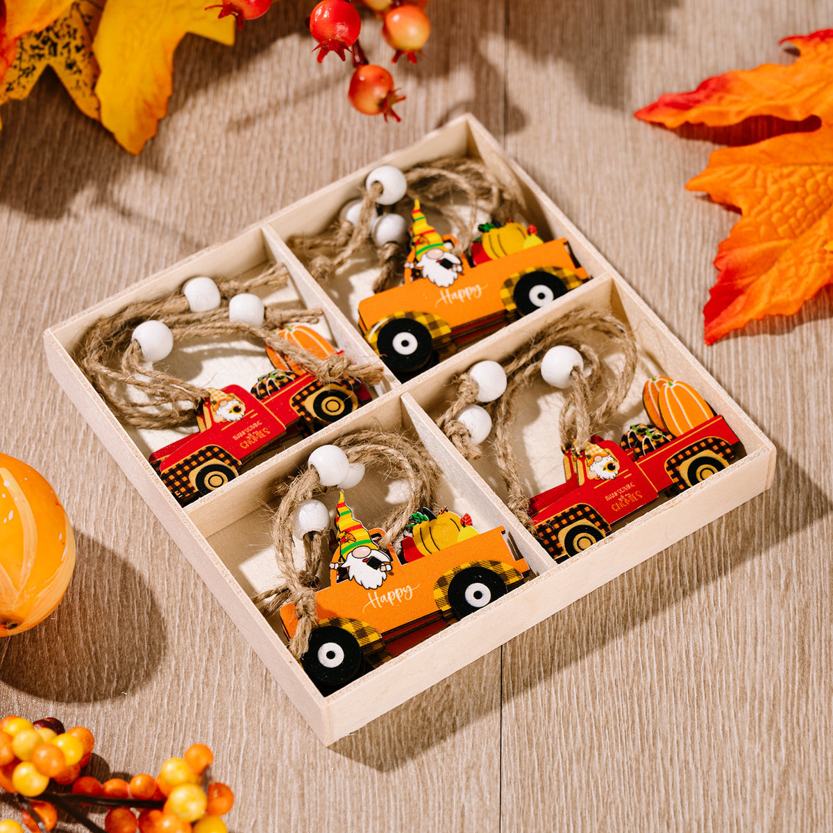 12-Pack Harvest Season Wooden Pendant Decorations - Festive Home & Party Decor
