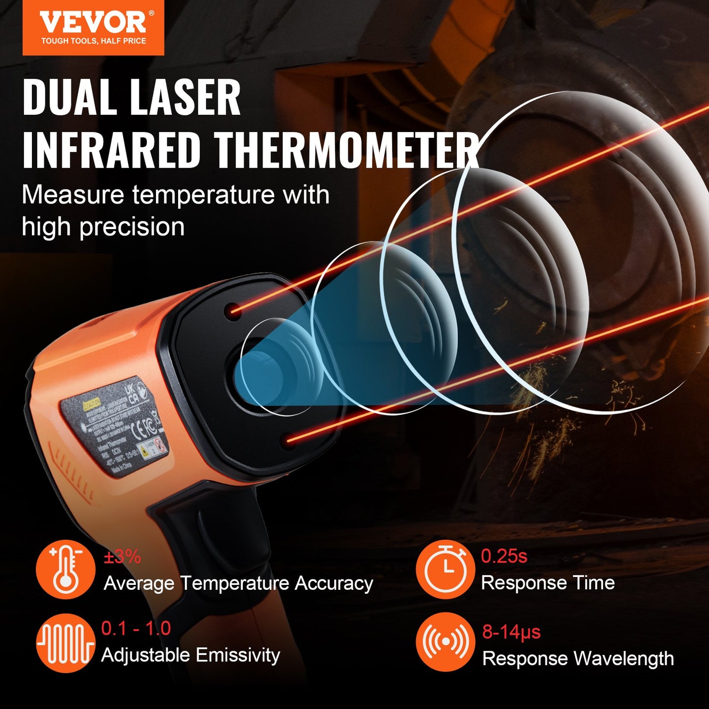 Infrared Thermometer Dual Laser Non-Contact Temperature Gun