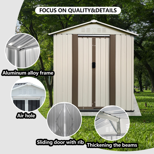 Outdoor Garden Storage Shed 5ft x 3ft with Aluminum Frame White